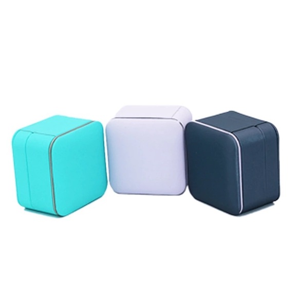 Teal FA Leather Silver Line Diamont Ring Box - Picture 4 of 17